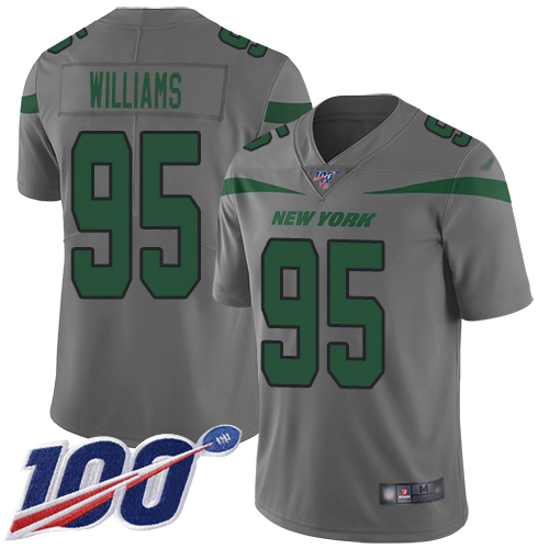 New York Jets Limited Gray Youth Quinnen Williams Jersey NFL Football #95 100th Season Inverted Legend